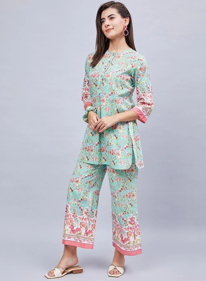 WineRed طقم تونيك مطبوع مع بنطال